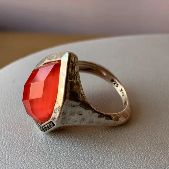 JUDITH JACK CORAL TRIPLET MARCASITE RING 925 STERLING SILVER STATEMENT OVERSIZED